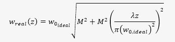 m2 beam measurement formula