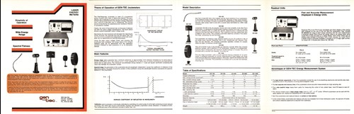 1978 specifications sheet for laser energy meter