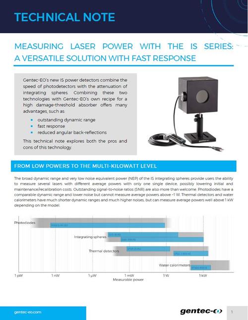 Measuring laser power with the IS series: a versatile solution with fast response