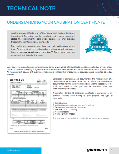 Understanding your calibration certificate