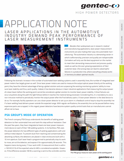 Laser applications in the automotive industry demand peak performance of laser measurement instruments